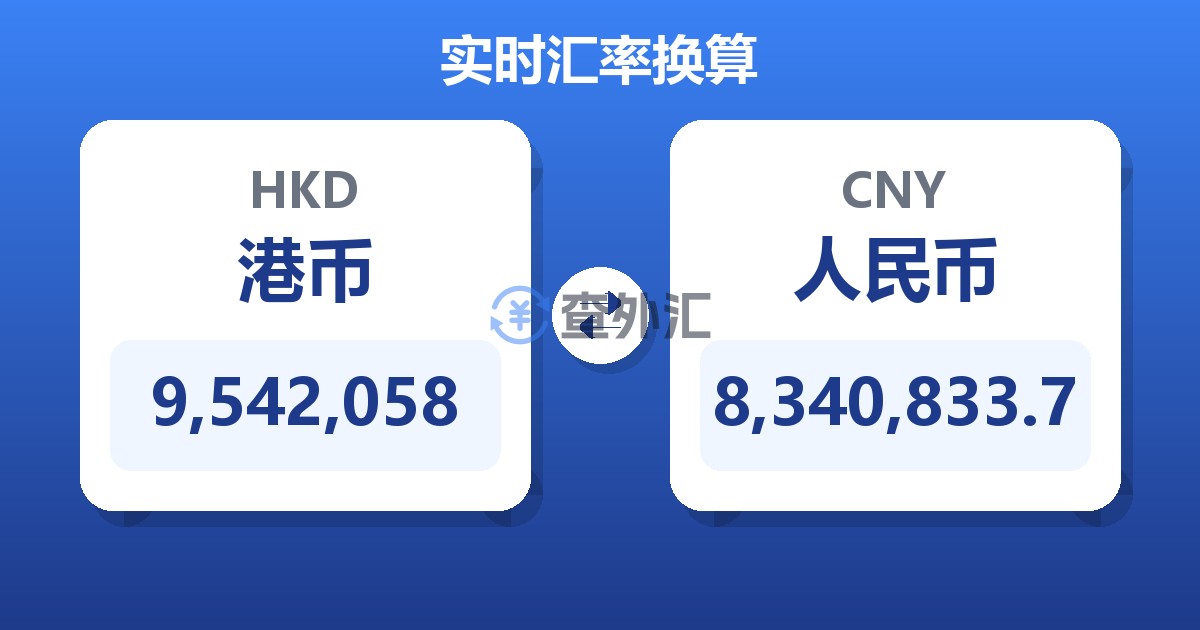 9,542,058港币兑人民币
