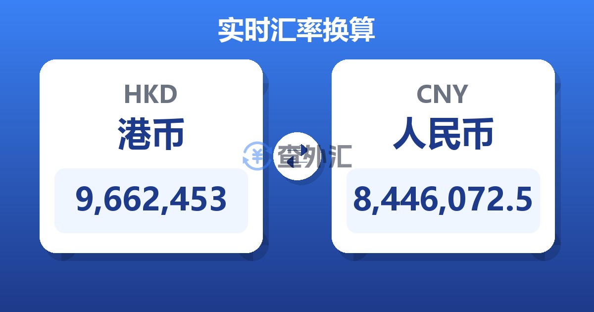 9,662,453港币兑人民币