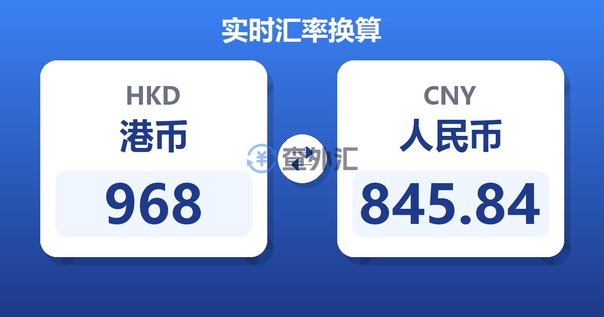 968港币兑人民币
