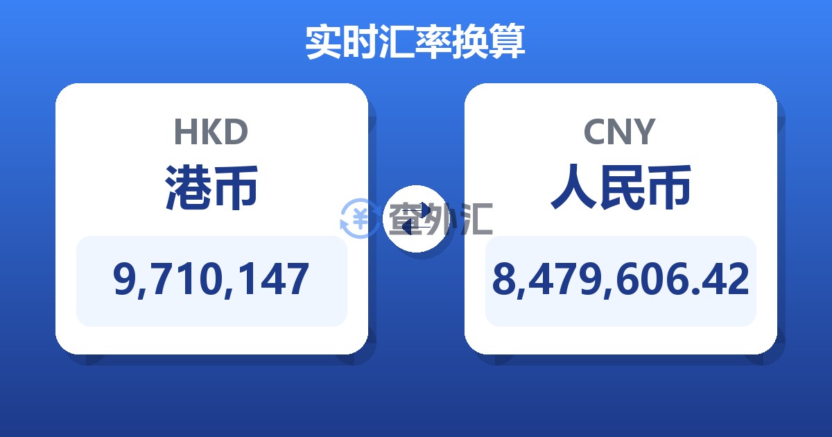 9,710,147港币兑人民币