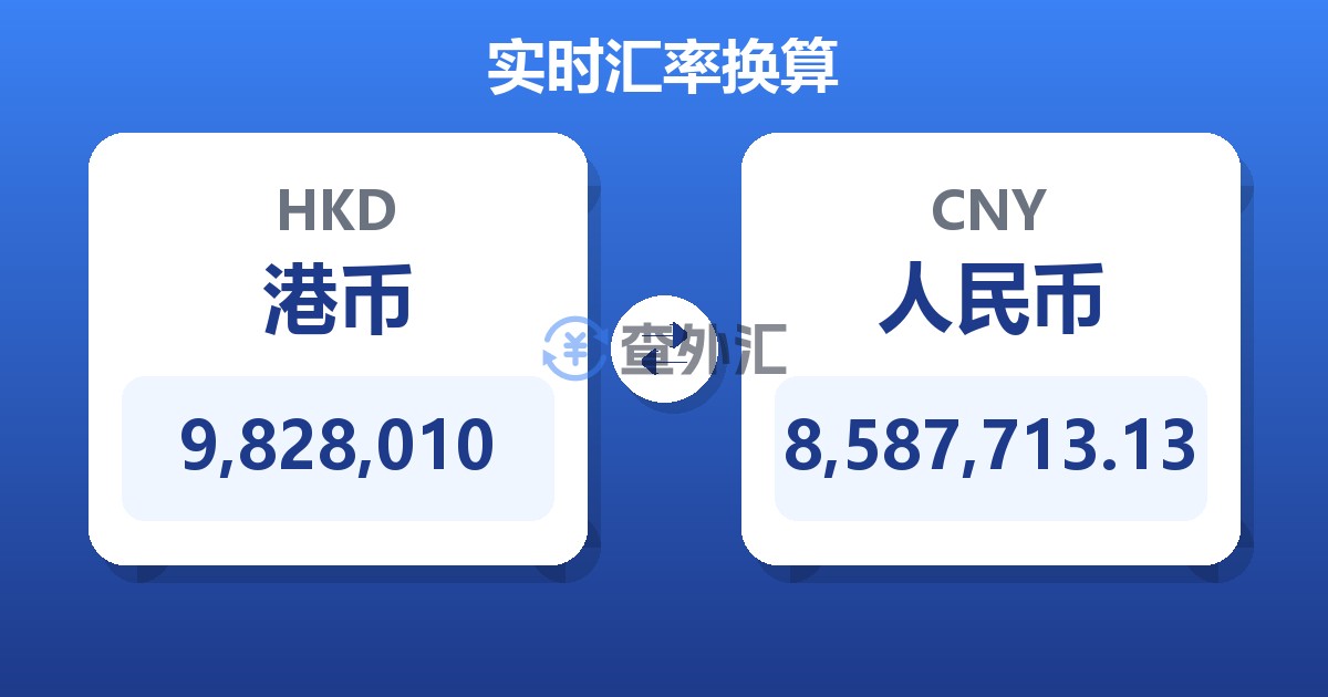 9,828,010港币兑人民币