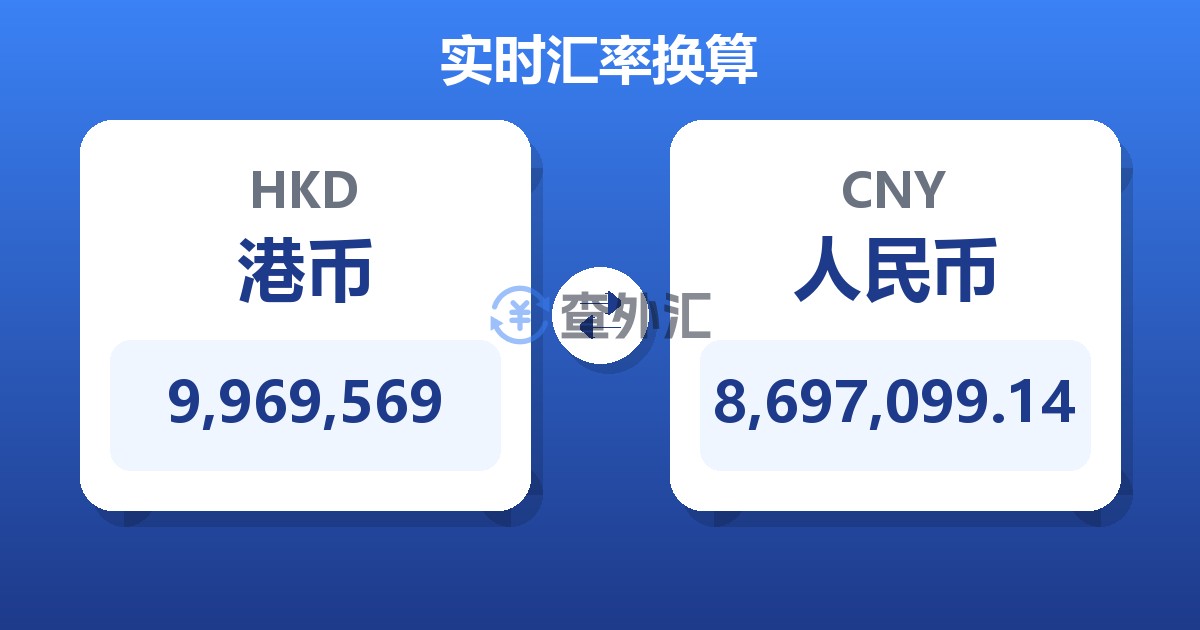 9,969,569港币兑人民币