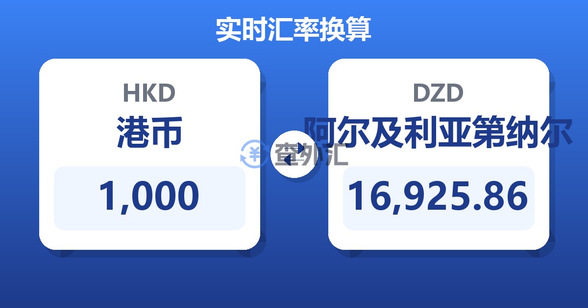 1,000港币兑阿尔及利亚第纳尔