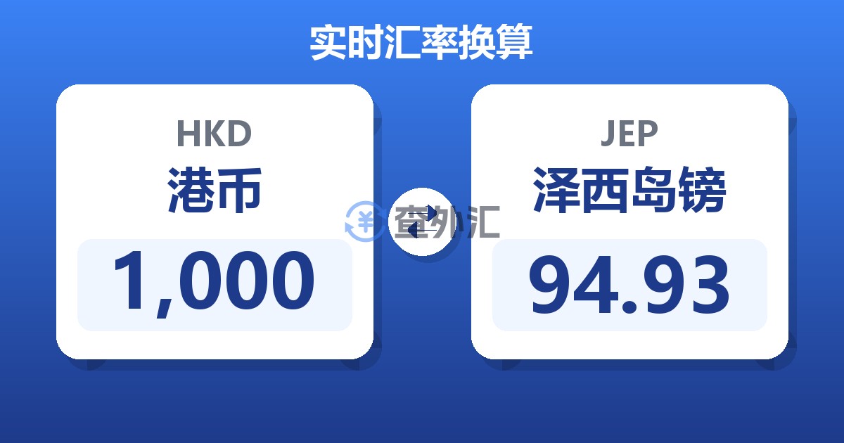 1,000港币兑泽西岛镑