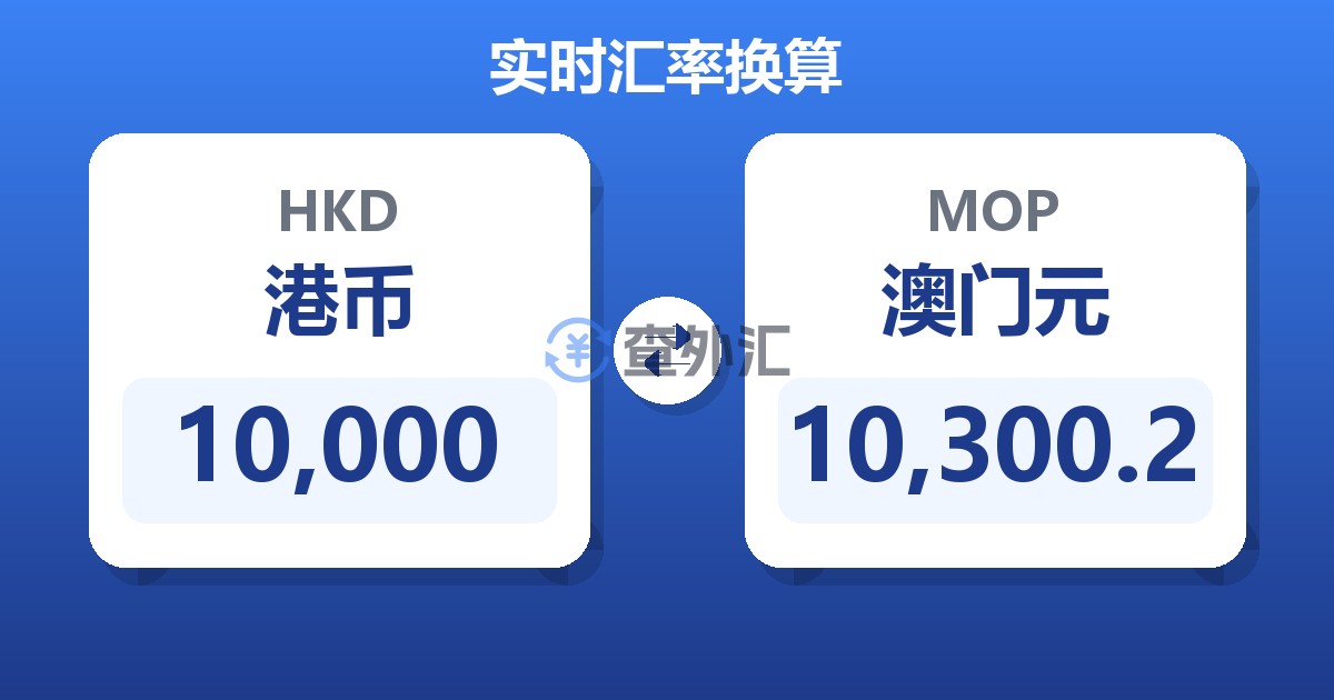 10,000港币兑澳门元