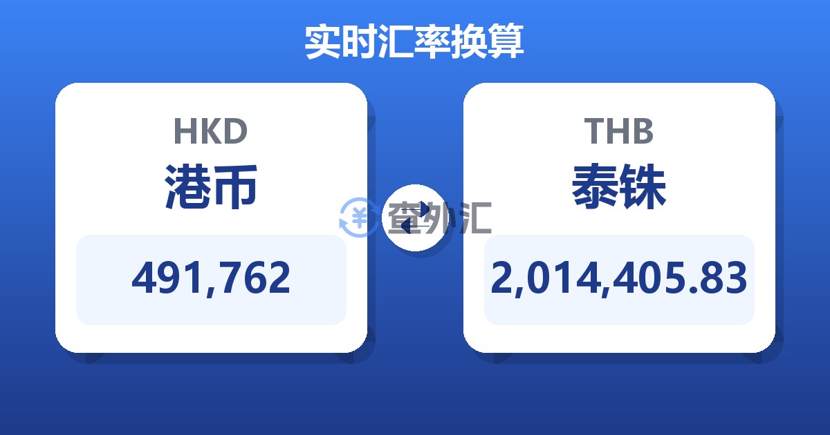 491,762港币兑泰铢