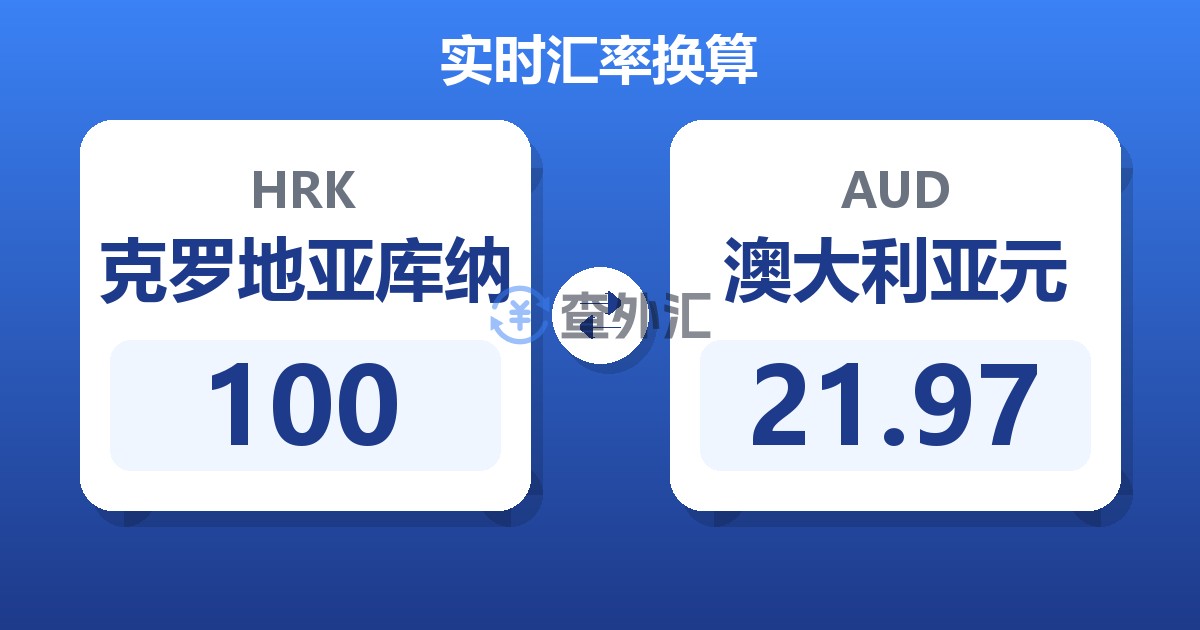 100克罗地亚库纳兑澳大利亚元