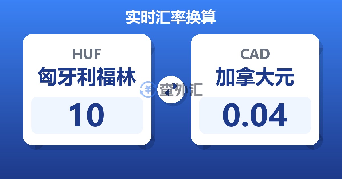 10匈牙利福林兑加拿大元