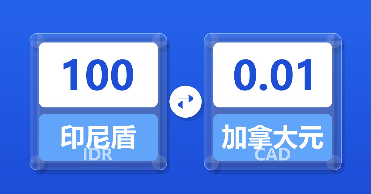 100印尼盾兑加拿大元