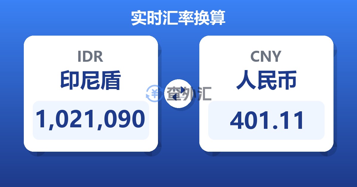 1,021,090印尼盾兑人民币