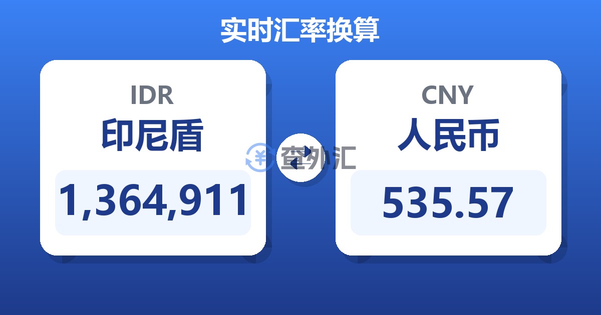 1,364,911印尼盾兑人民币