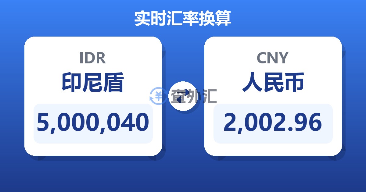5,000,040印尼盾兑人民币