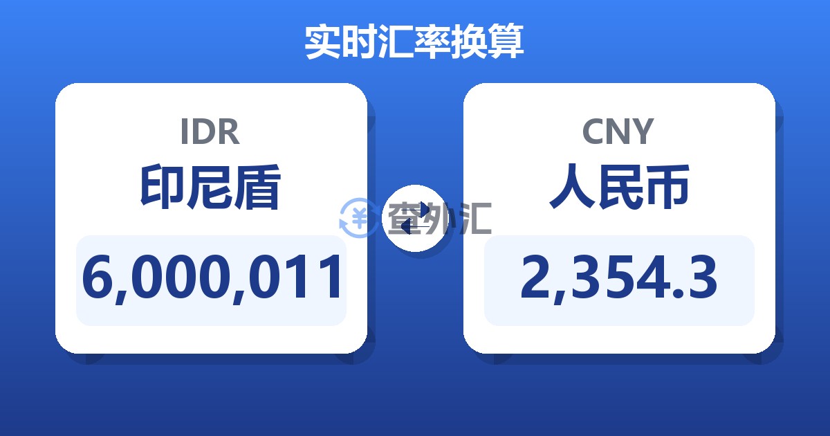 6,000,011印尼盾兑人民币