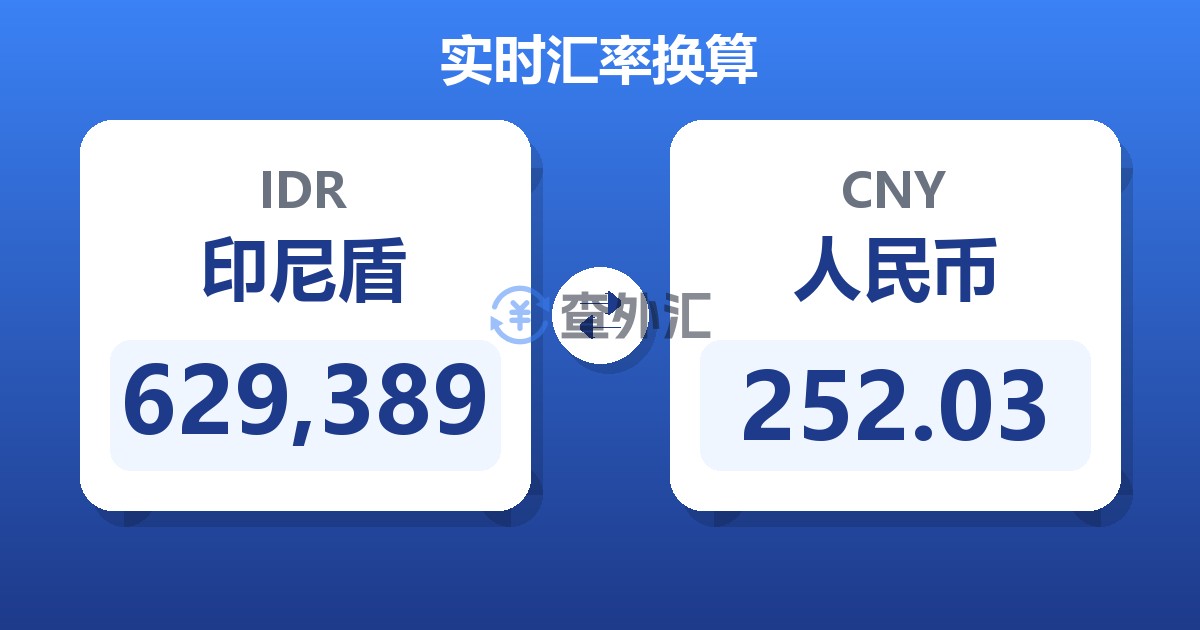 629,389印尼盾兑人民币