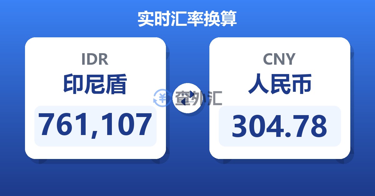 761,107印尼盾兑人民币