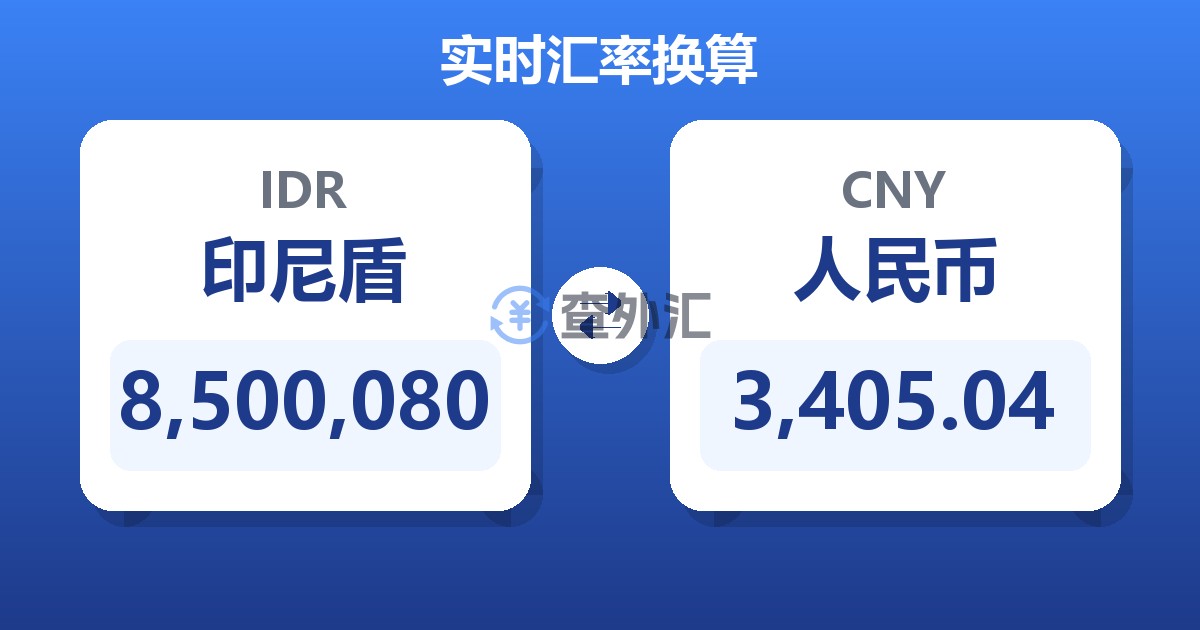 8,500,080印尼盾兑人民币