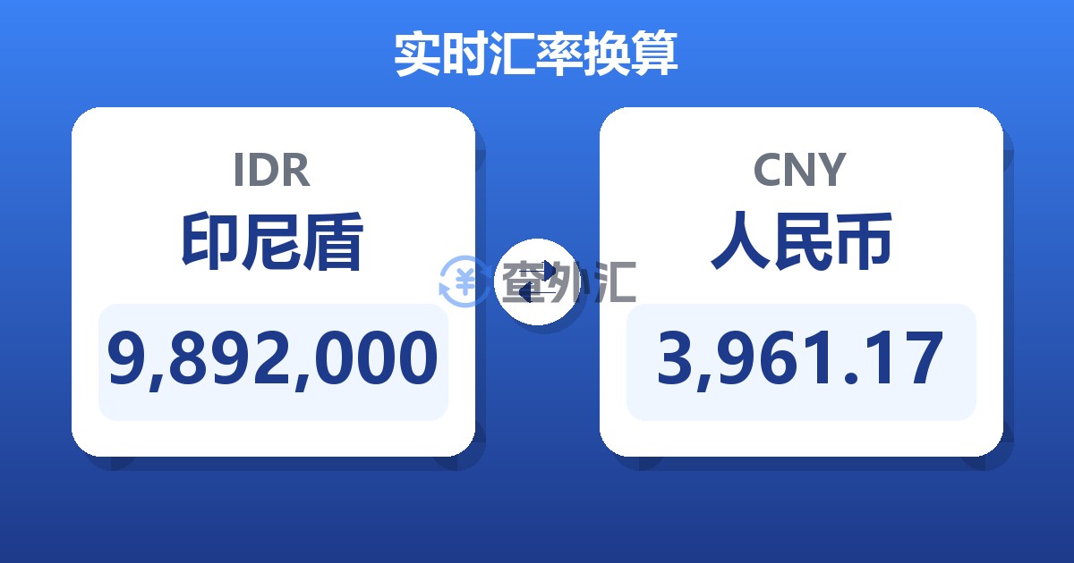 9,892,000印尼盾兑人民币