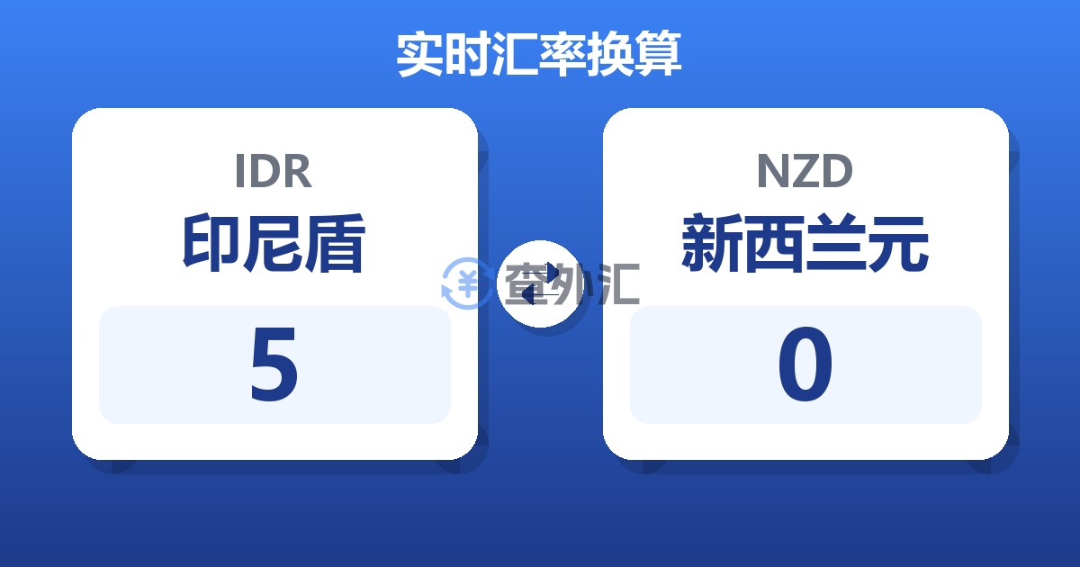 5印尼盾兑新西兰元