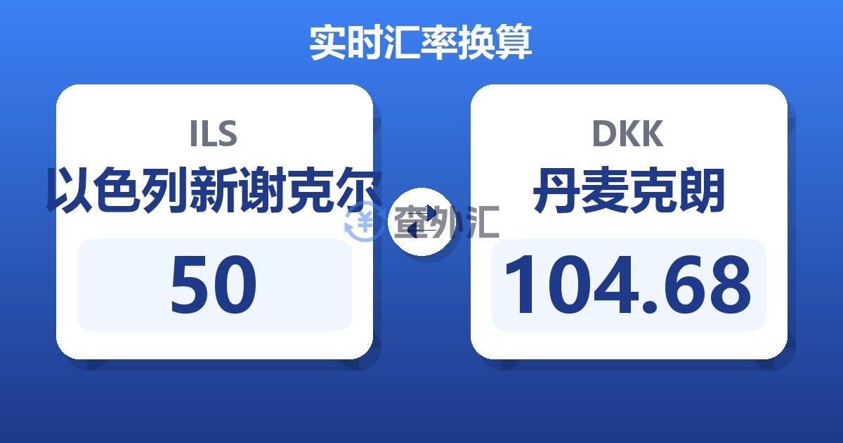 50以色列新谢克尔兑丹麦克朗