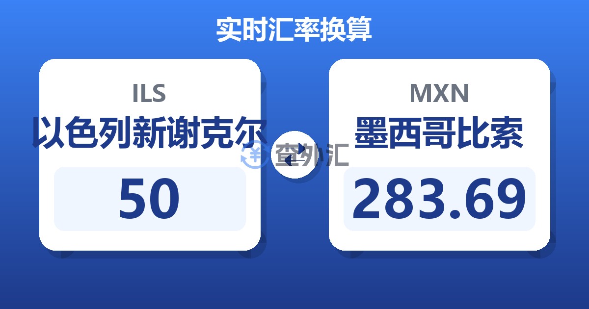 50以色列新谢克尔兑墨西哥比索