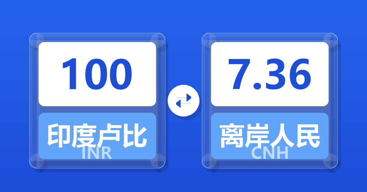 100印度卢比兑离岸人民币