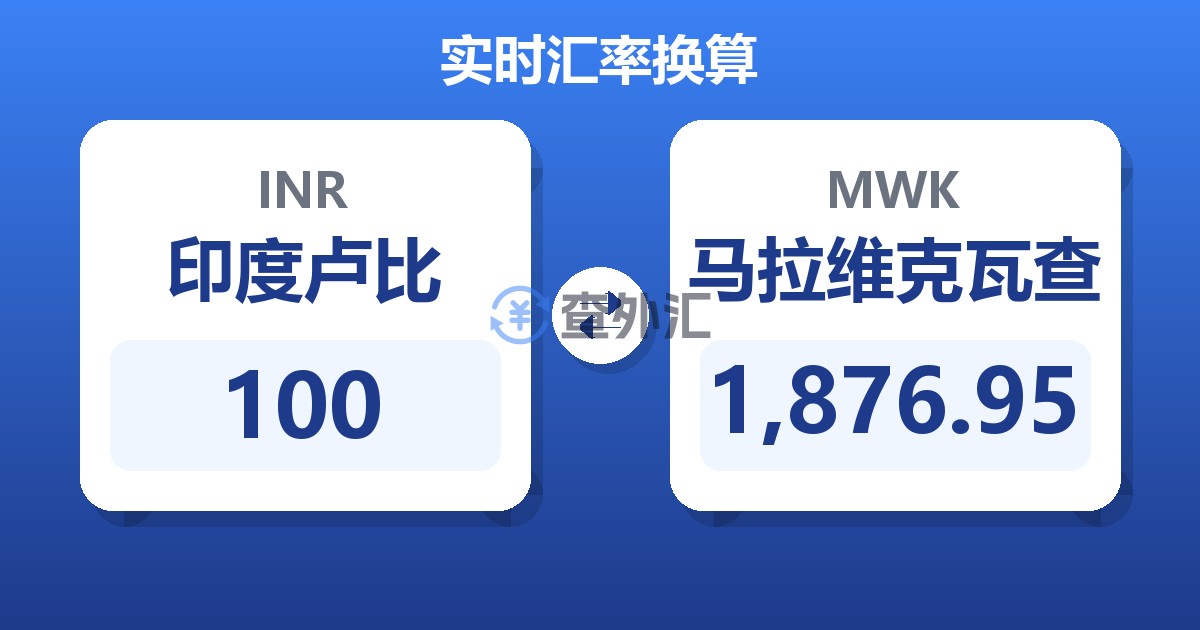 100印度卢比兑马拉维克瓦查