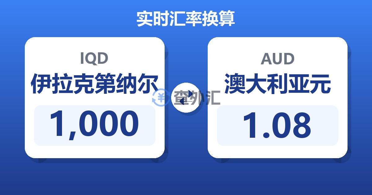 1,000伊拉克第纳尔兑澳大利亚元