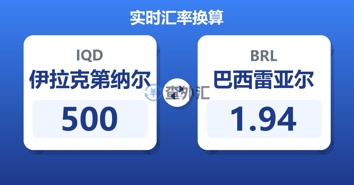 500伊拉克第纳尔兑巴西雷亚尔