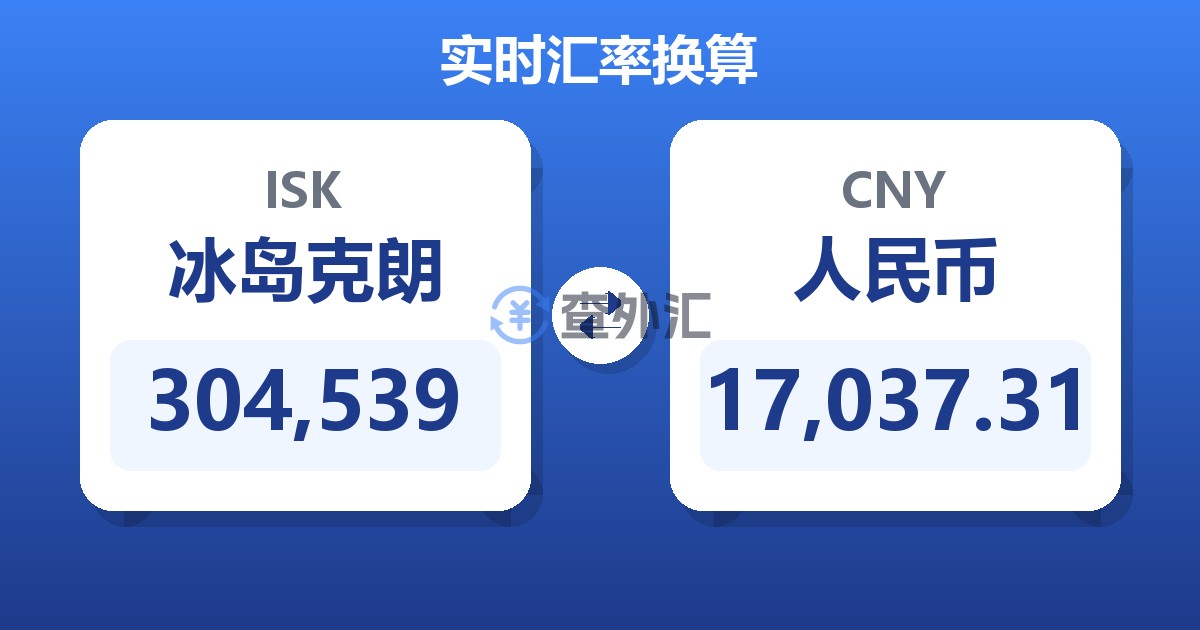 304,539冰岛克朗兑人民币