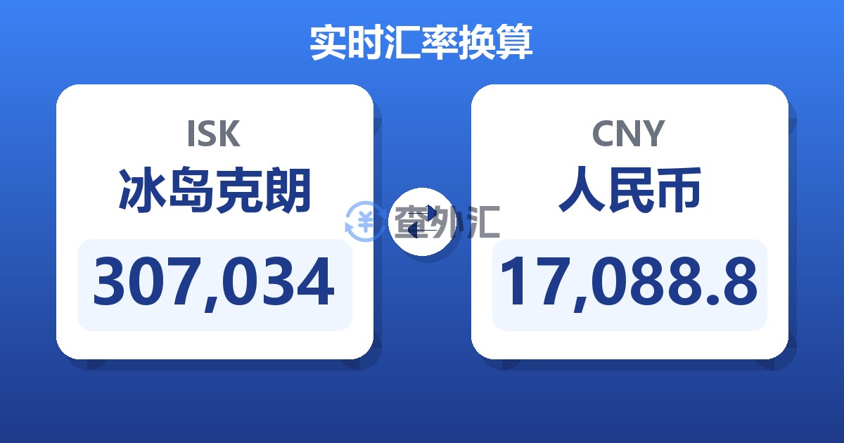 307,034冰岛克朗兑人民币