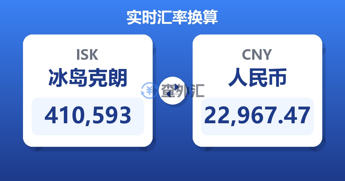 410,593冰岛克朗兑人民币