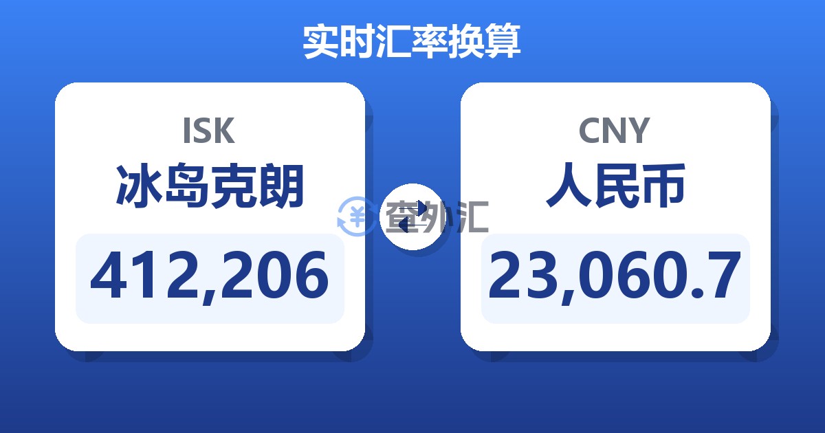 412,206冰岛克朗兑人民币