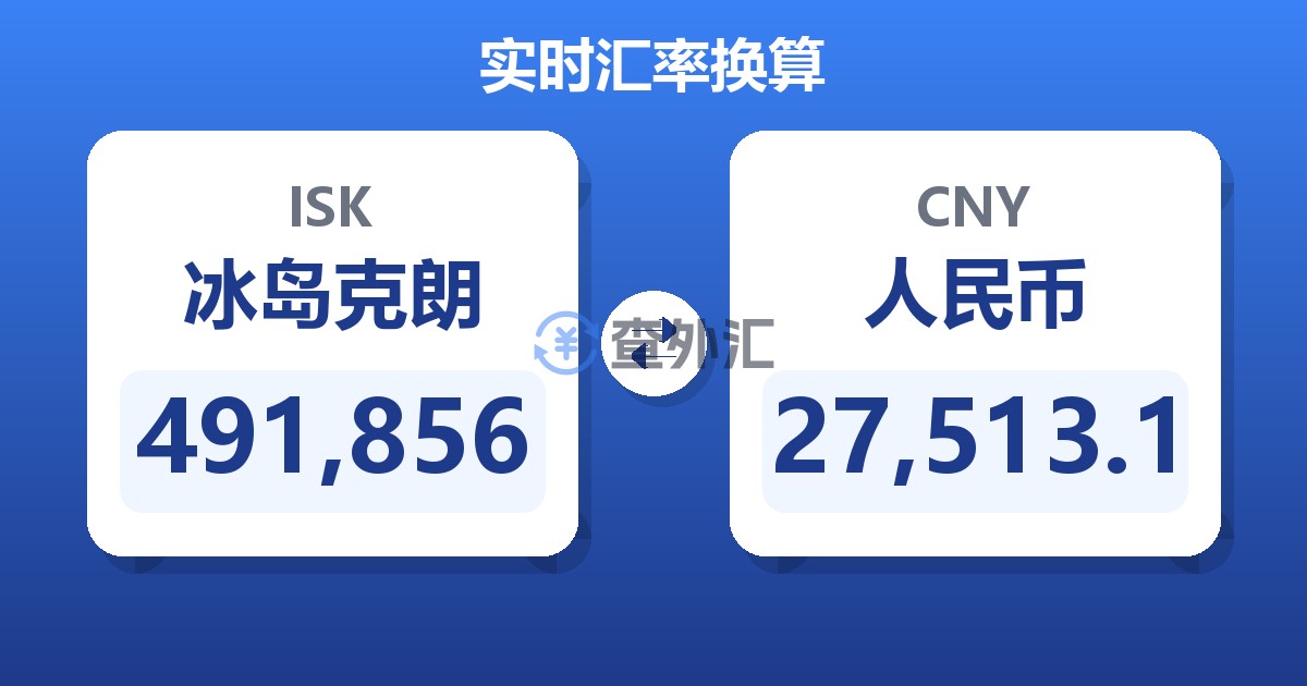 491,856冰岛克朗兑人民币