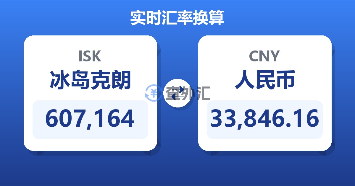 607,164冰岛克朗兑人民币