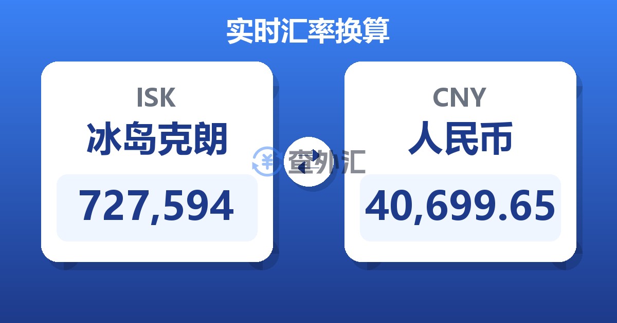 727,594冰岛克朗兑人民币