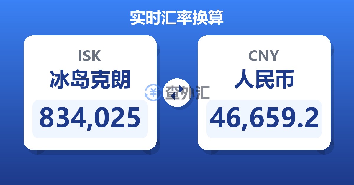 834,025冰岛克朗兑人民币