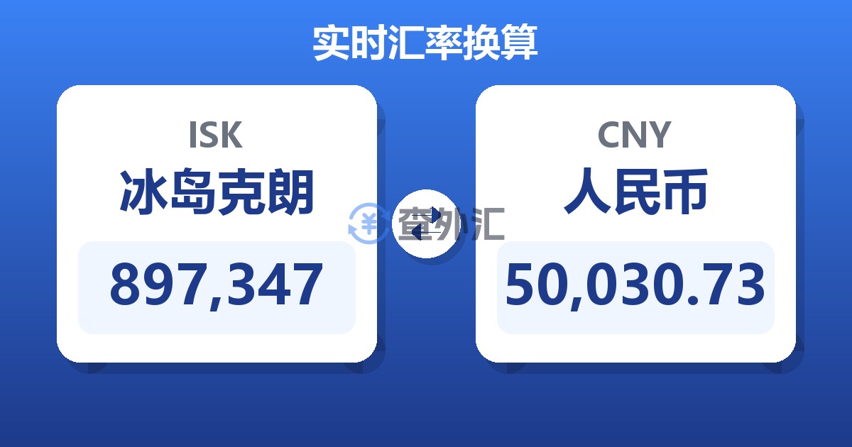 897,347冰岛克朗兑人民币