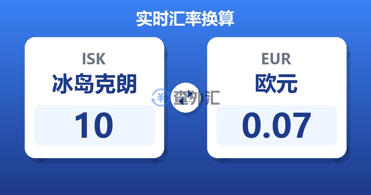 10冰岛克朗兑欧元