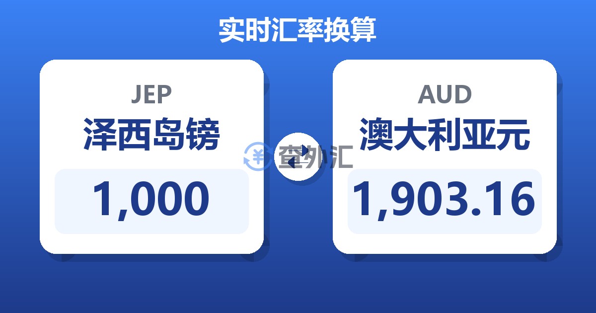 1,000泽西岛镑兑澳大利亚元