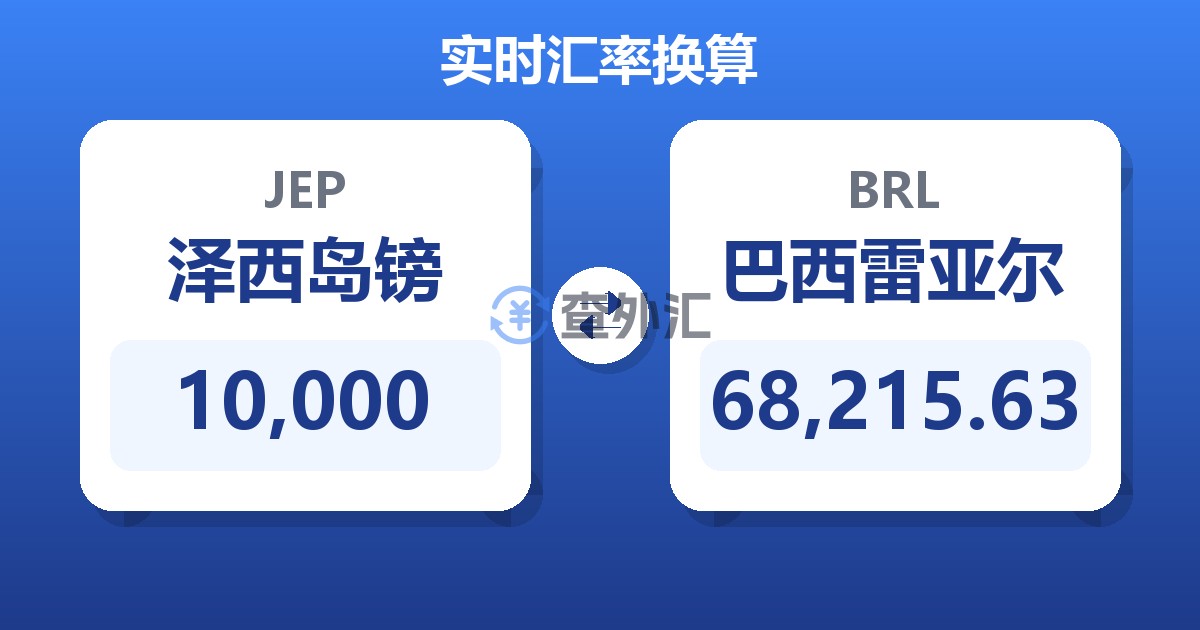 10,000泽西岛镑兑巴西雷亚尔