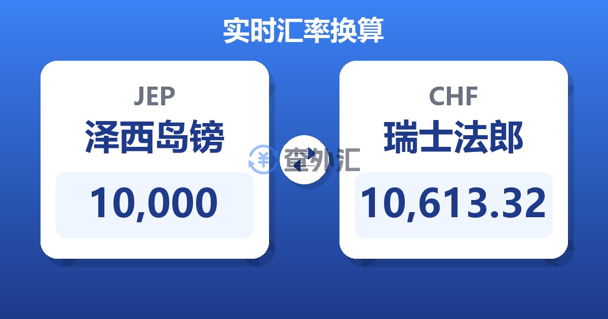 10,000泽西岛镑兑瑞士法郎