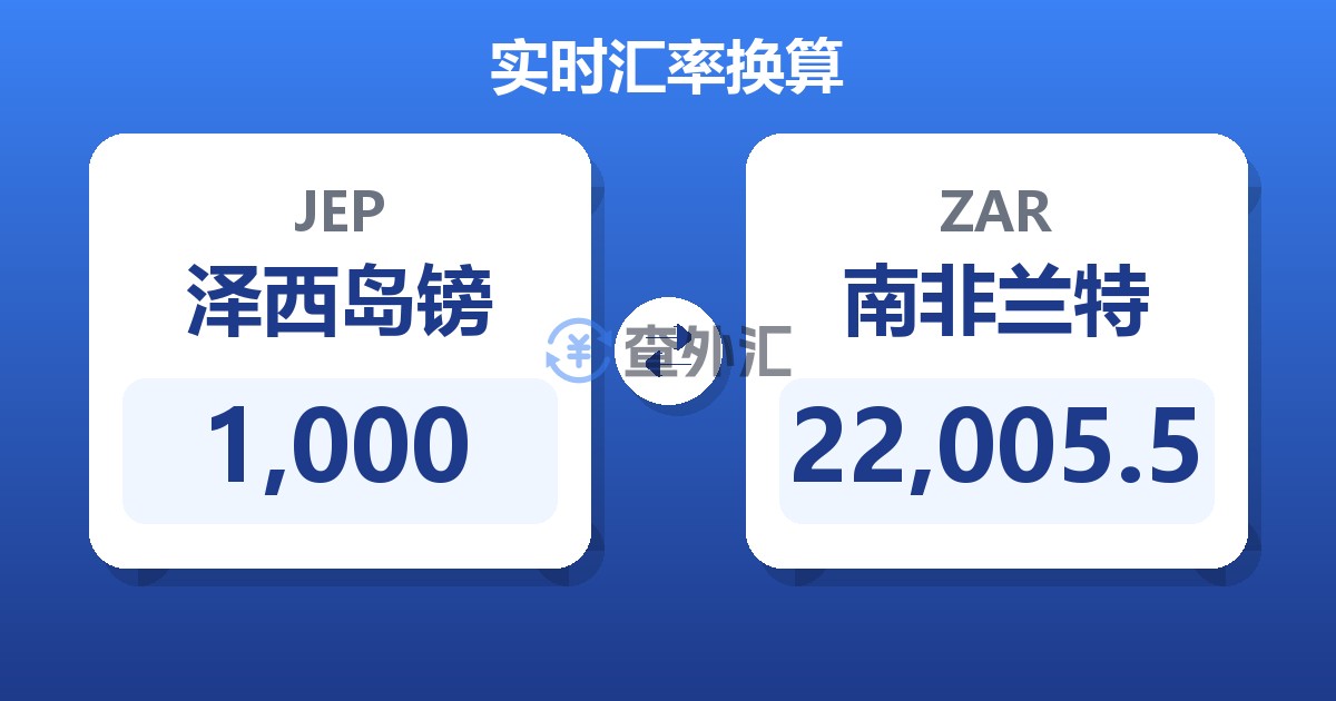 1,000泽西岛镑兑南非兰特