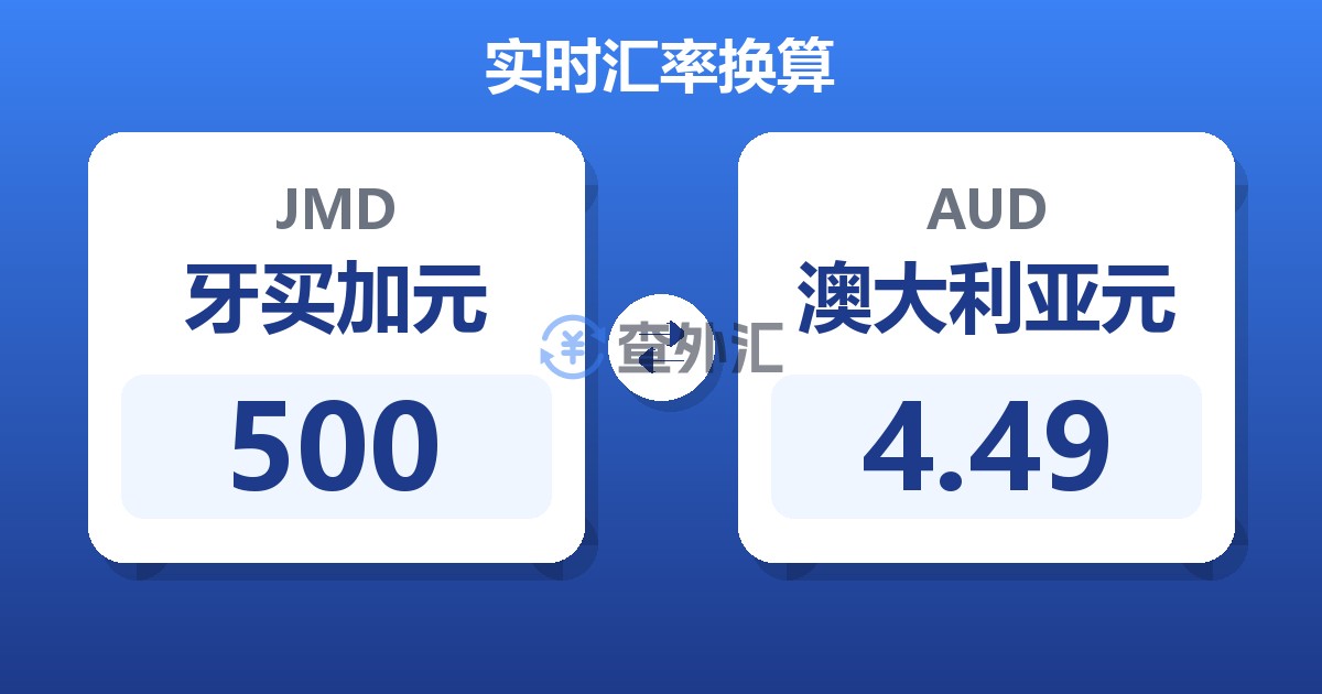 500牙买加元兑澳大利亚元