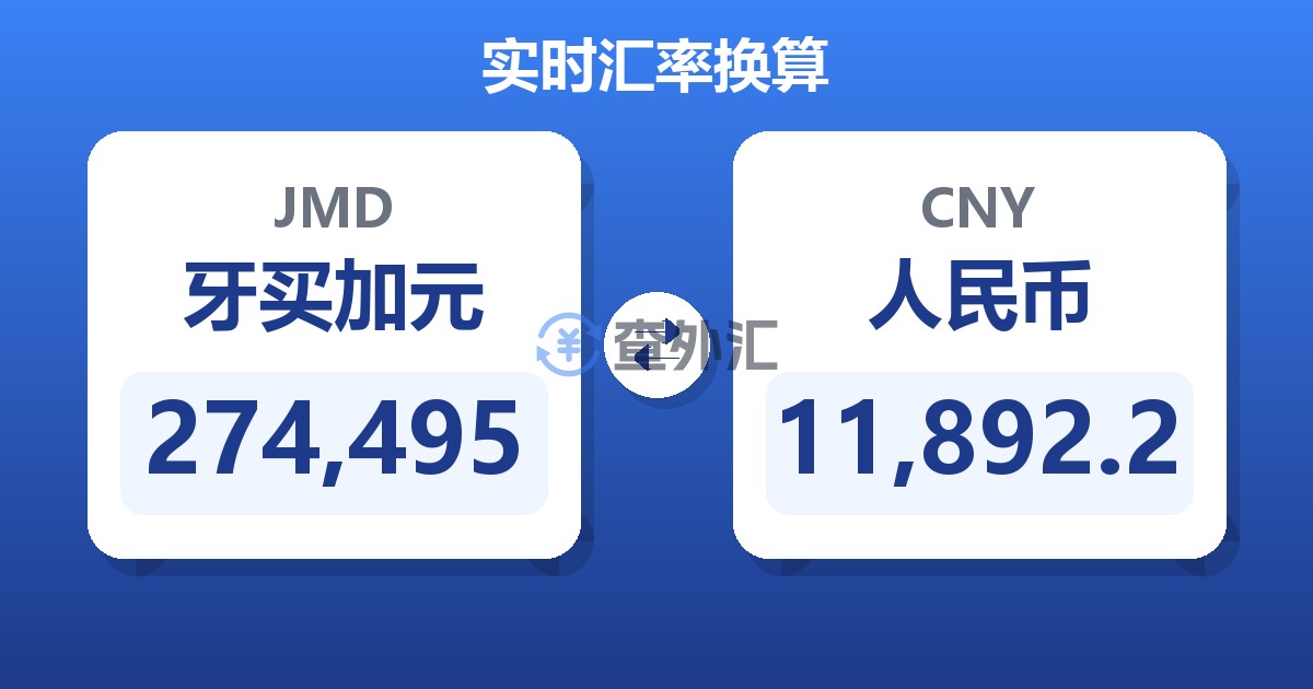 274,495牙买加元兑人民币