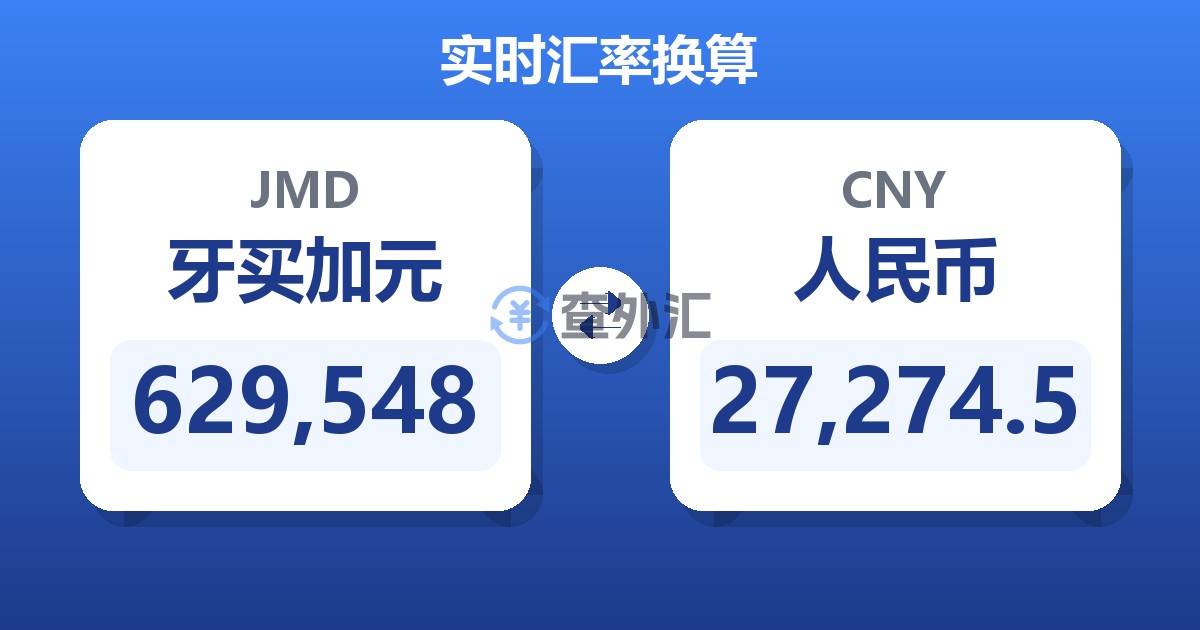 629,548牙买加元兑人民币