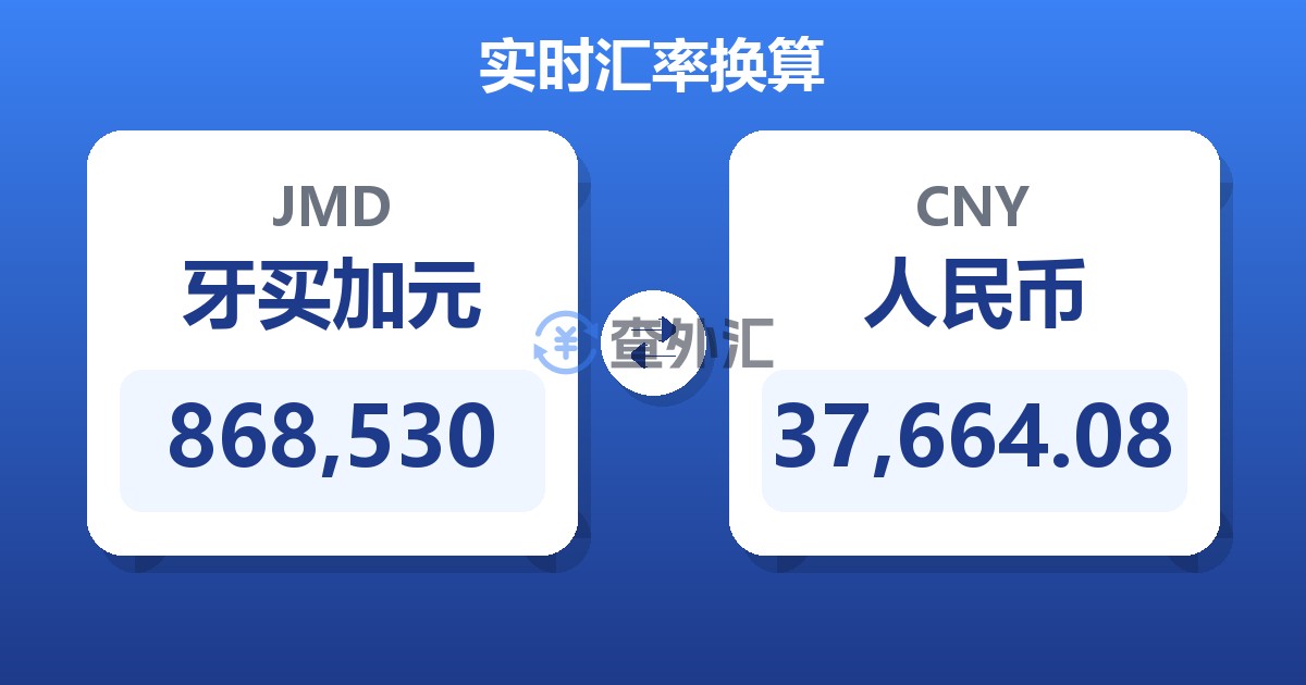 868,530牙买加元兑人民币