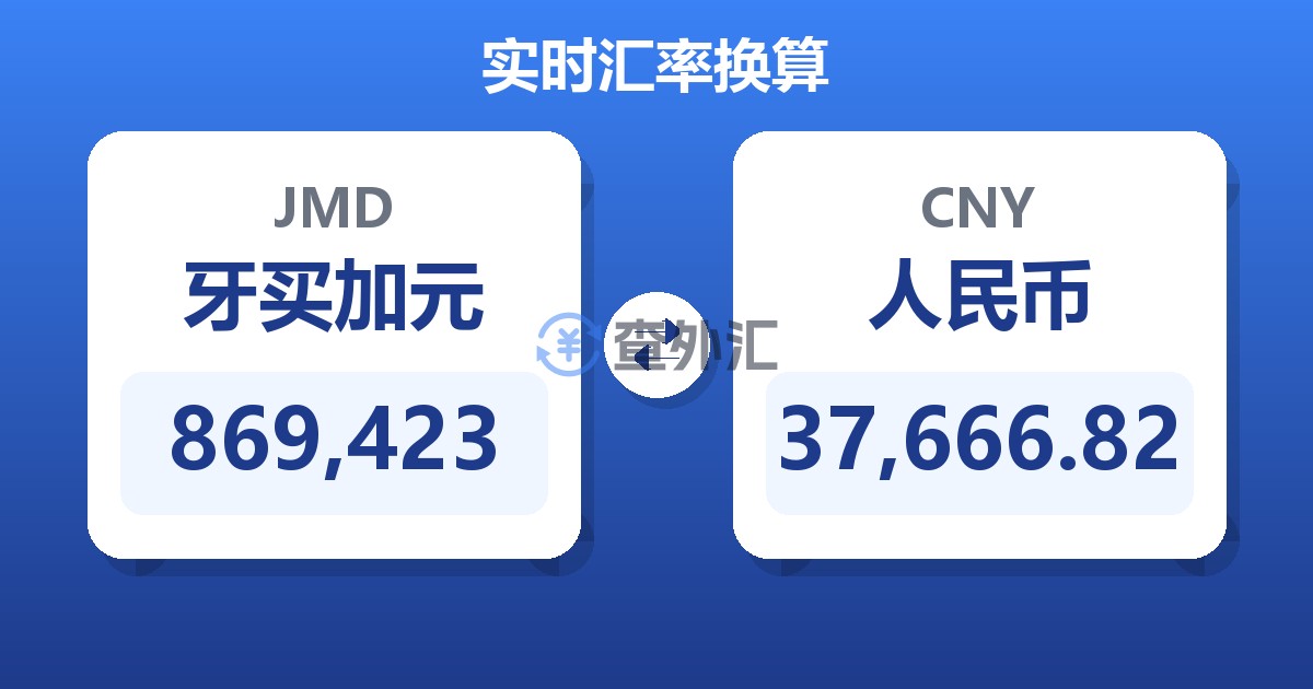 869,423牙买加元兑人民币
