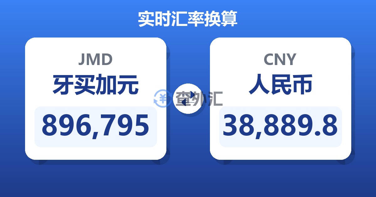 896,795牙买加元兑人民币