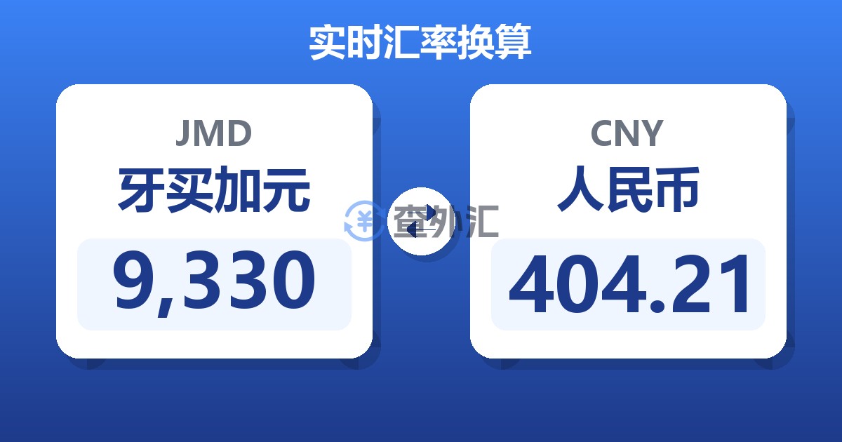 9,330牙买加元兑人民币