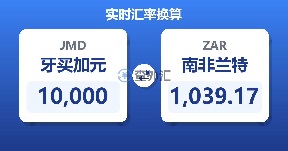 10,000牙买加元兑南非兰特